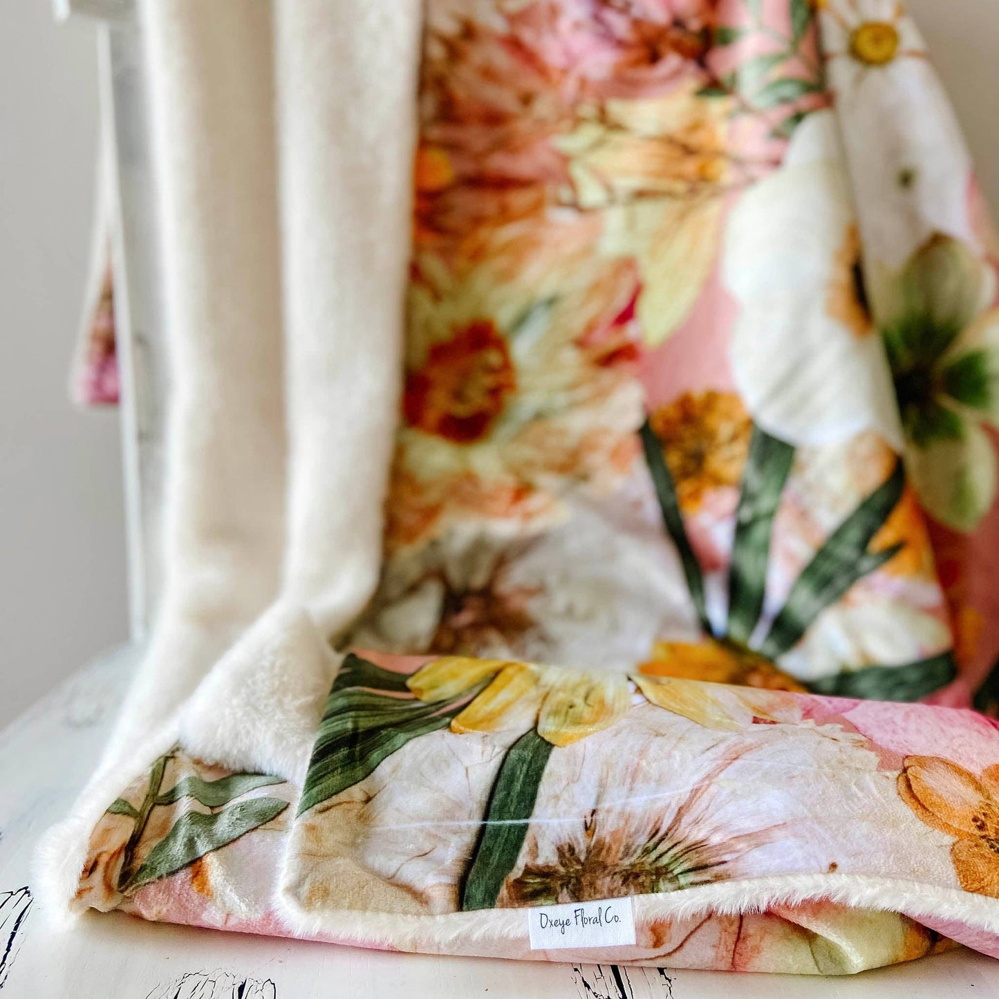 Peaches & Sunshine Floral Throw Blanket