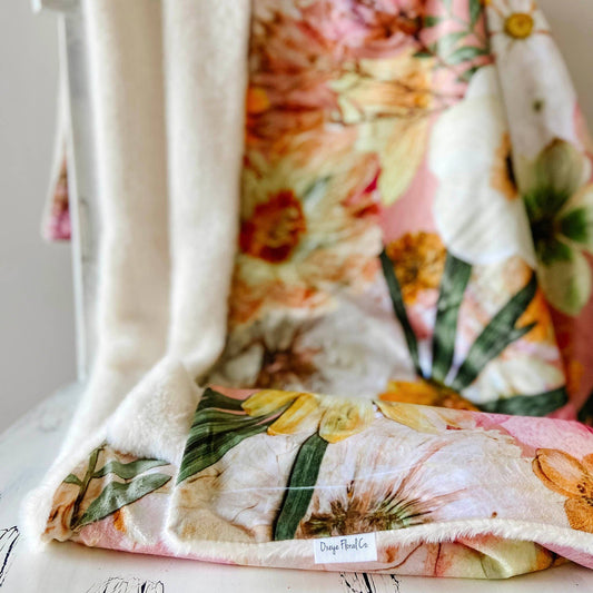 Peaches & Sunshine Floral Throw Blanket