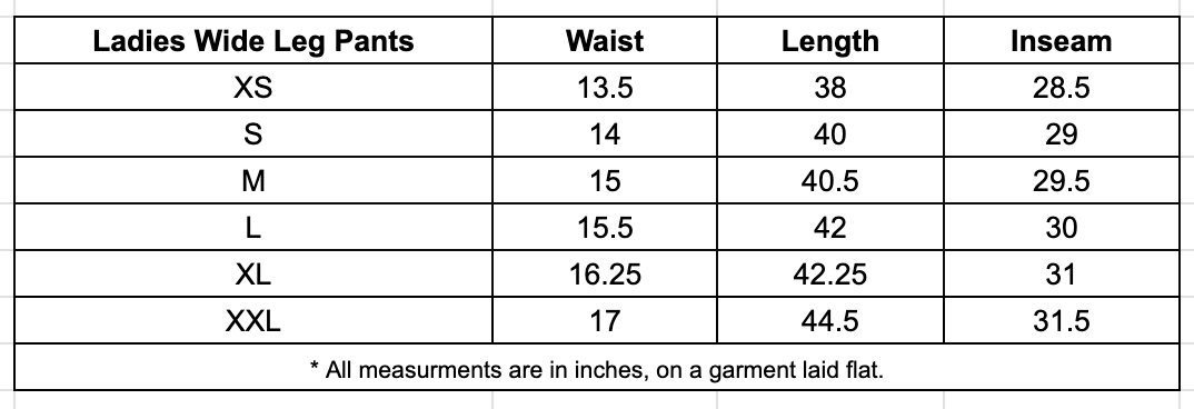 Ladies Wide Leg Pants: Black