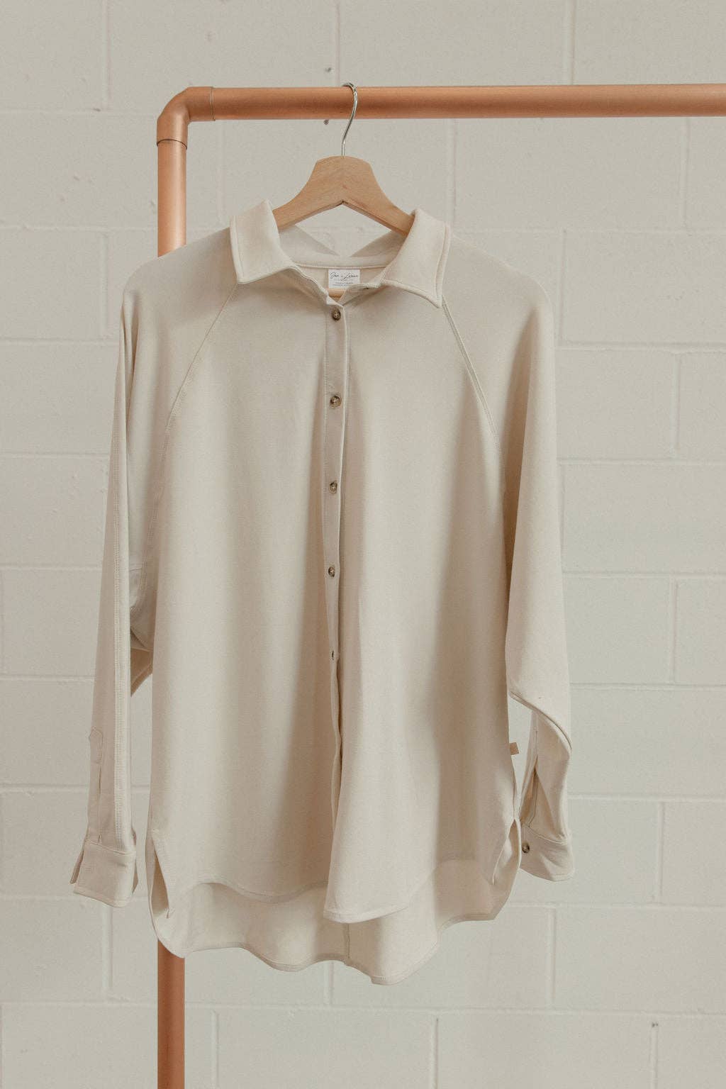 Ladies Button Up Top: Bone