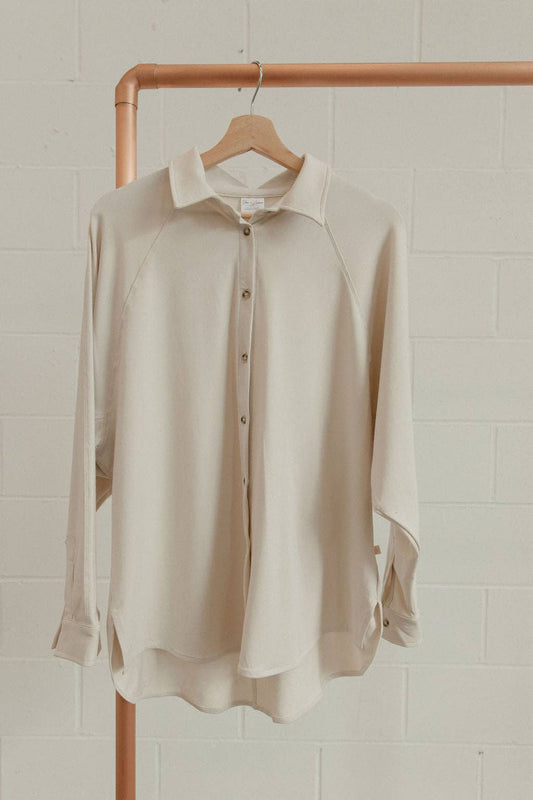 Ladies Button Up Top: Bone