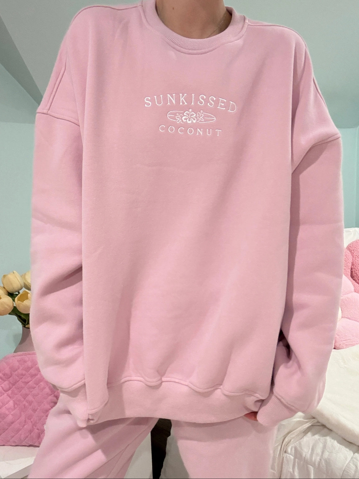 Mauve Mist Sunkissedcoconut Logo Embroider Sweatshirt