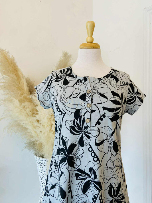 Gabby Dress ~ Dove/Black