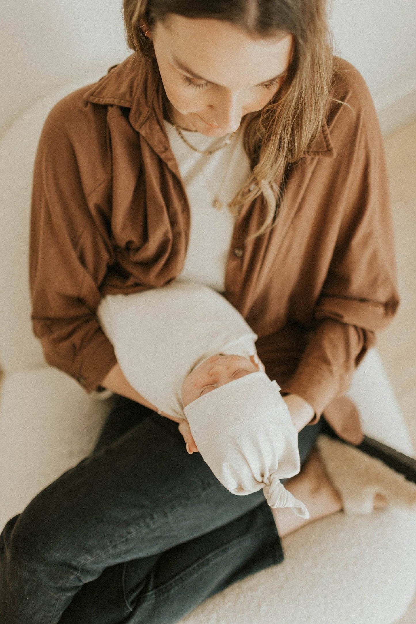 Ladies Button Up Top: Bone