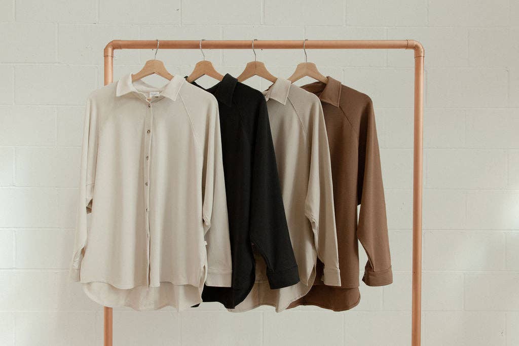 Ladies Button Up Top: Bone