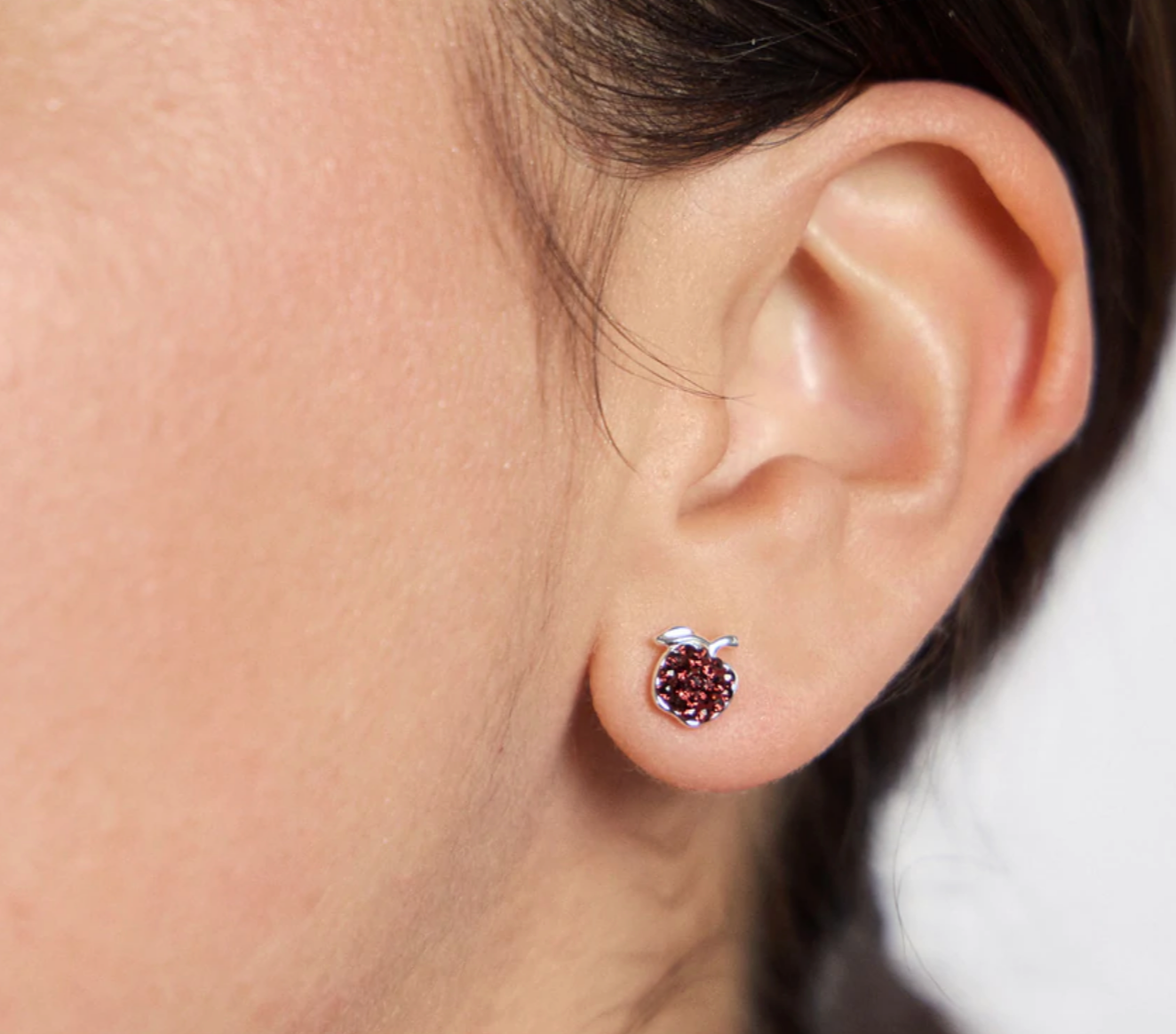 H & B Mini Apple Sparkle Stud Earrings
