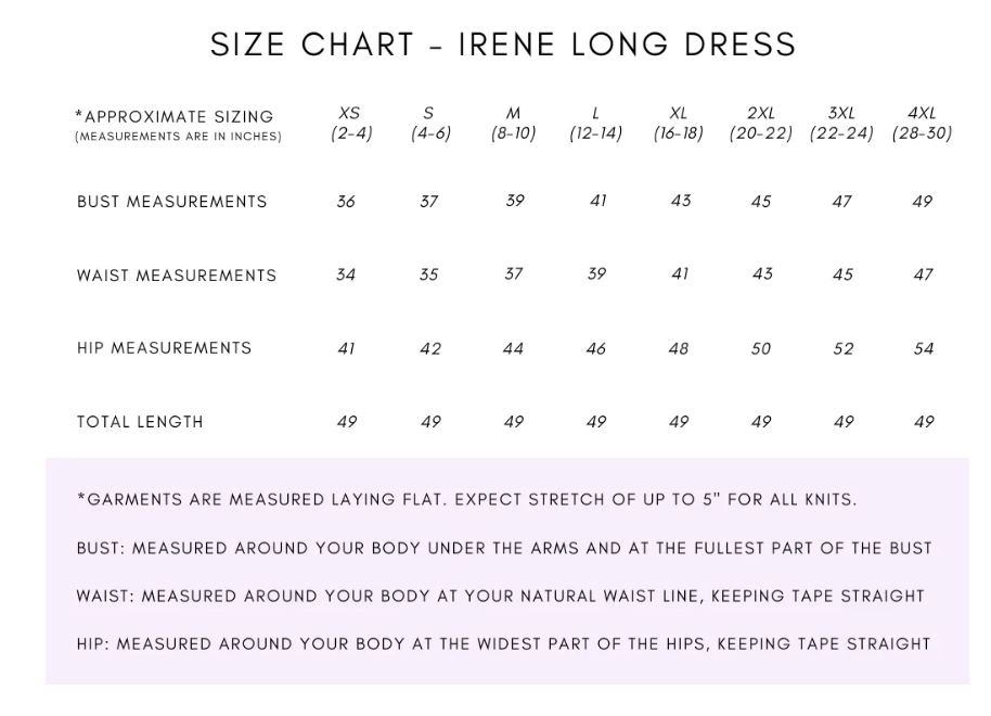 Irene Long Dress ~ Size XS